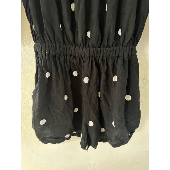 Ava Sky Black Polka Dot Off The Shoulder Romper One Piece Shorts Set Size Small - Picture 4 of 12